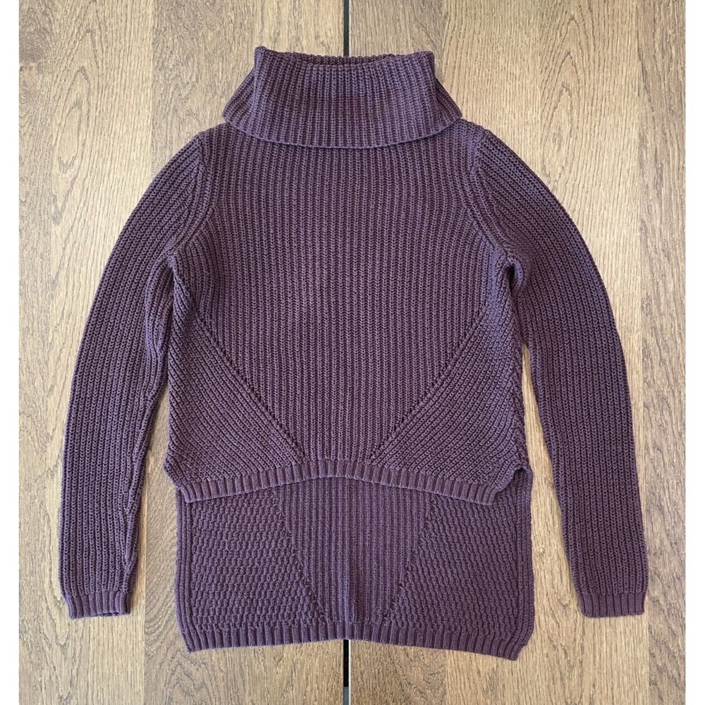 Anthropologie Moth Cowl Neck High-Low Knit Sweater Women’s XS Eggplant Purple